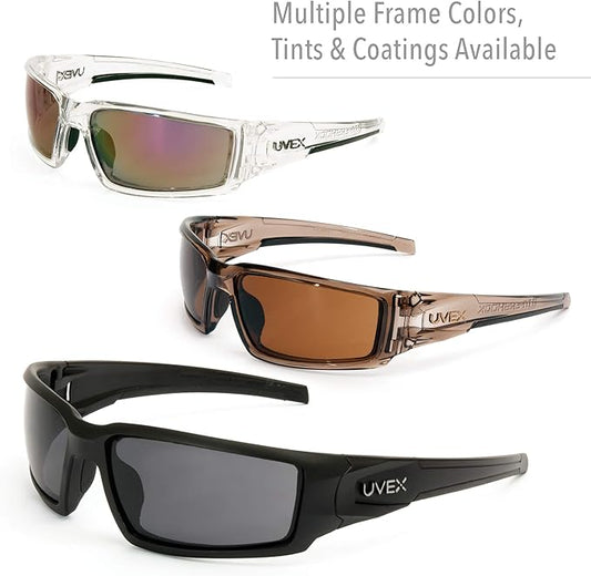 Uvex by Honeywell Hypershock Safety Glasses, Clear Frame with Blue Mirror Lens & Anti-Scratch Hardcoat (S2975)