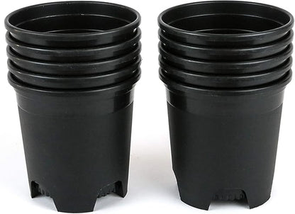 4.5 Inch Nursery Pot Plastic Planters for Outdoor Indoor Plants Gardening Flower Pots 0.35 Gallon 10-Pack Black Pot Liners with Drainage Holes