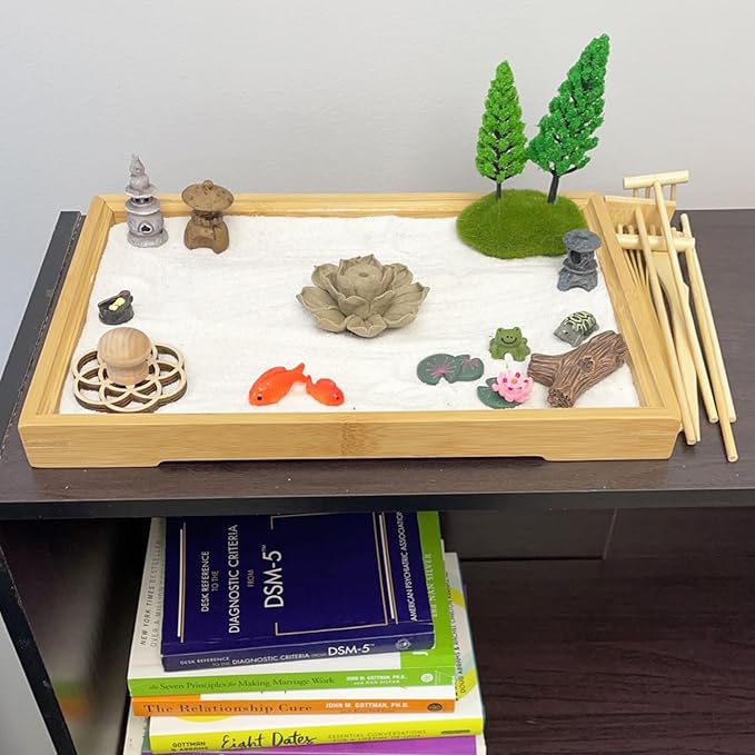 18 PCS DIY Sand Zen Garden Tools, Mini Zen Garden Rake Sets for Serenity and Spiritual Meditation, Tasteful and Elegant Zen Garden Accessories for Home Decor, and Father or Mother's Gift, by GNIEMCKIN