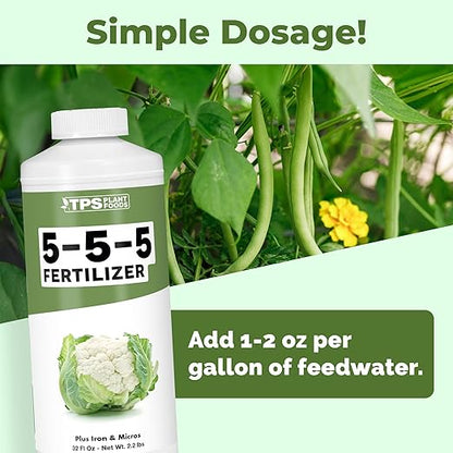 5-5-5 Fertilizer for Plants, Great for Vegetables, Flowers, and Shrubs, Liquid Plant Fertilizer by TPS Plant Foods, 32oz (1 Quart)