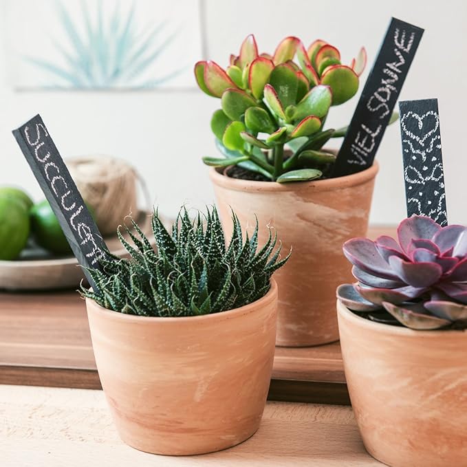 Navaris Slate Garden Labels - 10 Natural Slate Plant Labels for Outdoor Plants, Plant Name Sticks, Herb Labels for Garden - Greenhouse Accessories
