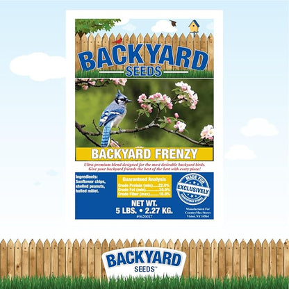 CountryMax Backyard Seeds Wild Bird Seed Blend 5lbs - Premium No-Waste Mix with Sunflower Chips, Shelled Peanuts & Hulled Millet, Small Bag of Wild Bird Food
