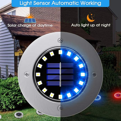 NFESOLAR 16 Pack Solar Lights Outdoor, 16 LEDs Multi-Color Solar Ground Lights Waterproof Landscape Light for Pathway Garden Walkway Driveway Yard Decorations