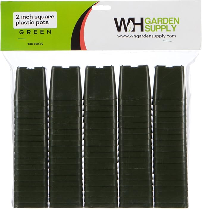 Pack of 2 Inch Plastic Flower Pots for Seedlings, or Succulents (100 Pots, Green)