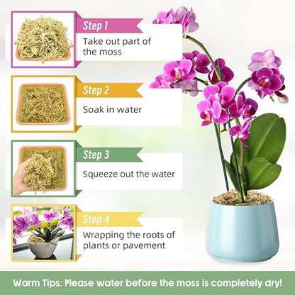 Legigo 4.4LBS Premium Sphagnum Moss for Plants- 80QT Natural Succulent Carnivorous Plant Moss Dried, Long Fiber Orchid Moss for Orchid Repotting Succulent Sarracenia Potted Plants Gardening & Reptiles