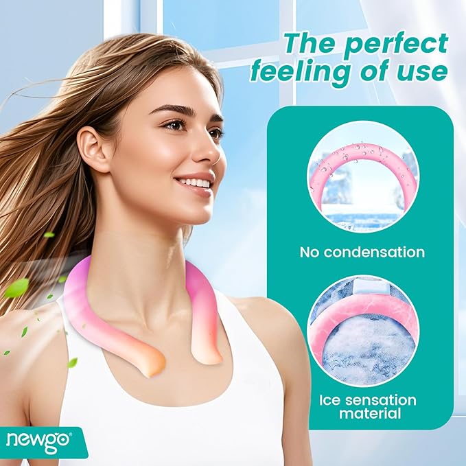 NEWGO Neck Cooling Tube Reusable Ice Cooler Cold Pack for Summer Heat, Ice Neck Ring for Outdoor Workers, Athletes, Sports Enthusiasts, Hot Flash Sufferers, Campers, Purple-Yellow Gradient