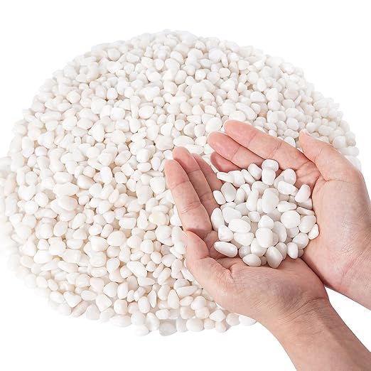 GreatBuddy 2.5-lb Decorative Rocks for Indoor Plants, 3/8" White Pebbles, Small Rocks for Potted Plants, Succulent, Vases, Aquariums, Fish Tanks, Garden Landscaping, Natural Polished