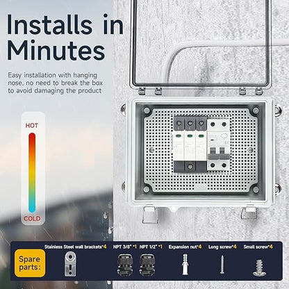 Waterproof Outdoor Project ABS Plastic Junction Box，IP67 Waterproof Clear Enclosure Boxes for Outdoor Garden with Hinged Cover, Mounting Plate, Wall Brackets, Cable Glands (Clear, 5.9"x5.9"x3.5")