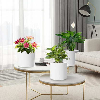 Large Plant Pots Set of 3 – 8", 9", 10" Indoor Flower Pots with Drainage Holes and Saucers, Big Planters for Monstera, Fiddle Leaf Fig, Snake Plant – 5 Colors