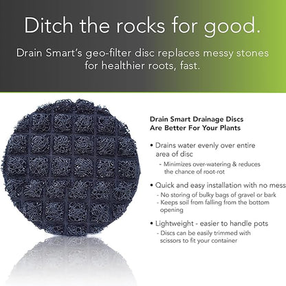 3D Mesh Planter Pot Drainage Insert Disc – Made in USA – Keeps Soil in, Lets Water Drain Out – Cleaner, Lighter Alternative to Gravel for Indoor & Outdoor Planters (9" – 2 Pack)