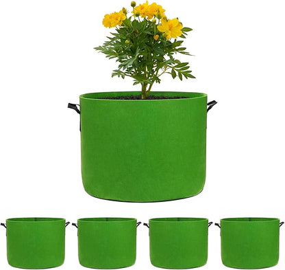 5-Pack Plant Grow Bags 10 Gallon Grow Bags 300G Thickened Fabric Pots with Durable Handles Plant Garden Grow Pots for Fruits/Vegetables/Flowers/Plants [Green]