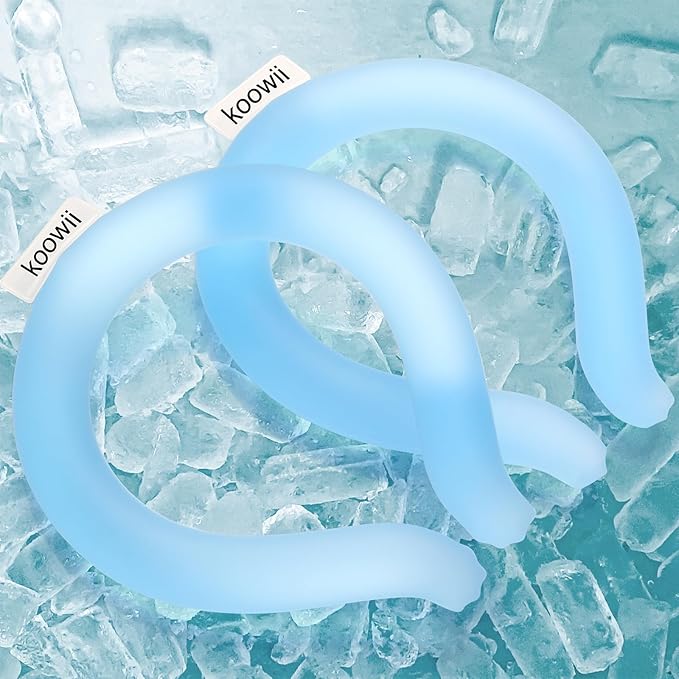 2-Pack Reusable Neck Cooling Tubes with Insulated Bag – Fast Freeze Ice Neck Wraps for Hot Weather, Sports & Outdoor Use, Eco-Friendly Ice Ring for Instant Cooling Relief Size M (Powder Blue)