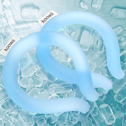 2-Pack Reusable Neck Cooling Tubes with Insulated Bag – Fast Freeze Ice Neck Wraps for Hot Weather, Sports & Outdoor Use, Eco-Friendly Ice Ring for Instant Cooling Relief Size M (Powder Blue)