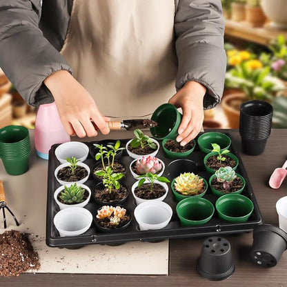 60 Pack 3 Inch Black Nursery Pots - Plastic Seedling, Seed Starter, Germination Pots with Drainage for Plants, Succulents, Flowers, Transplanting Gardening Gifts