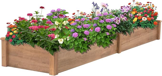 Raised Garden Bed,Outdoor Wood Planter Box,High-end Natural fir Wood boltless assemblyfor Vegetables, Flowers, Herbs, and Succulents,w/Non-Woven Pad,93 x 23 x 10in