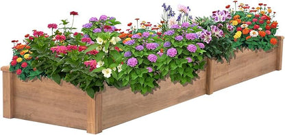 Raised Garden Bed,Outdoor Wood Planter Box,High-end Natural fir Wood boltless assemblyfor Vegetables, Flowers, Herbs, and Succulents,w/Non-Woven Pad,93 x 23 x 10in