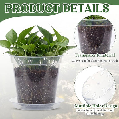 Baderke 12 Pack Clear Nursery Pot Plastic Nursery Pot Large Plant with Drainage Holes for Root Health Indoor Outdoor (Multiple Sizes)