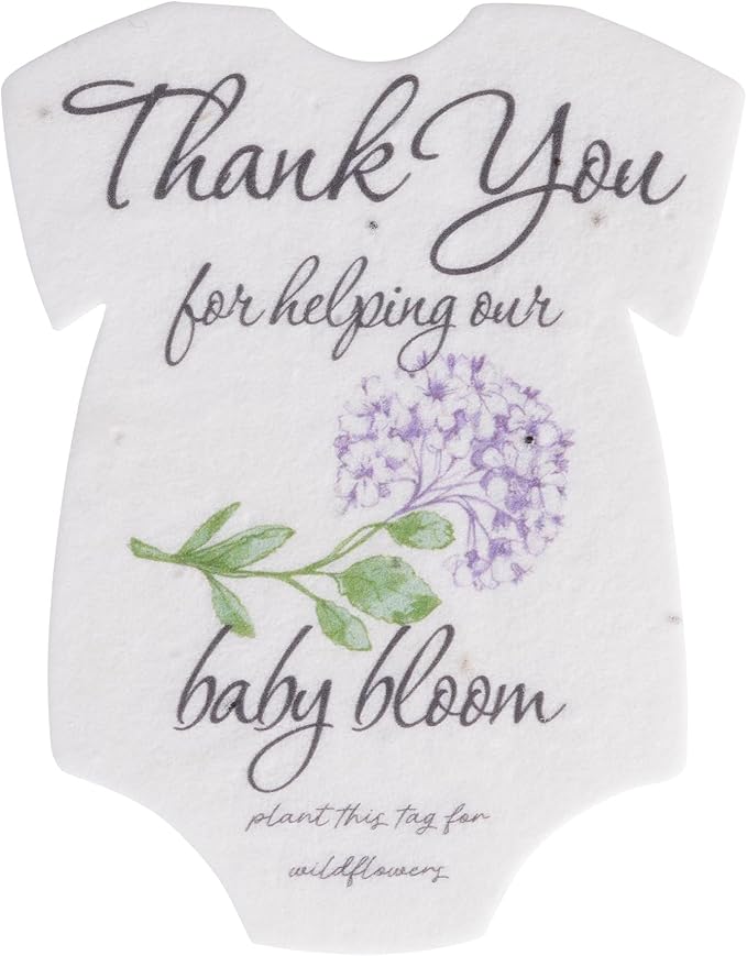 Onesie Seed Paper – 15 Hydrangea Shower Favors for Guests with Wildflower Seeds, Writable & Plantable, Shower Favor Gifts for Guest