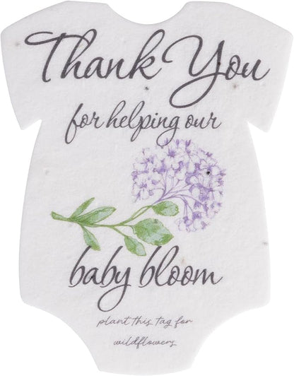 Onesie Seed Paper – 15 Hydrangea Shower Favors for Guests with Wildflower Seeds, Writable & Plantable, Shower Favor Gifts for Guest