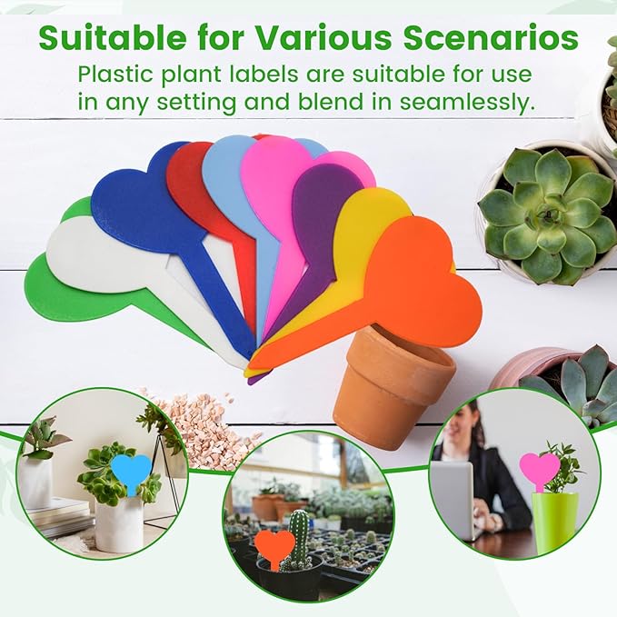 120PCS Plant Labels for Seedlings Garden Markers Plastic Plant Labels for Outdoor Garden Waterproof Heart Shaped Tags for Plants with Permanet Marking Pen Gardening Supplies