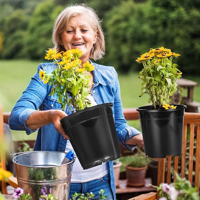 2/3/5/7/10 Gallon Pots for Plants, Sturdy Plastic Nursery Pots with Drainage Holes, Plant Pots for Seedlings, Vegetables, Succulents, Cuttings