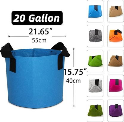 Grow Bags,Growing Pot Bags Garden Grow Bag Indoor Outdoor Fabric Aeration Plant Pot Container Flower Vegetable Pouch (Mixed 10colors,20Gallon)