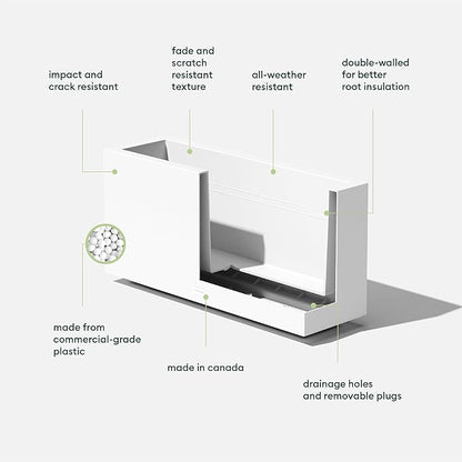 Veradek Block Series Long Box Planter - Large Rectangular Planter for Indoor or Outdoor Patio/Porch | Durable All-Weather Use with Drainage Holes | Modern Décor for Tall Plants, Flowers or Shrubs