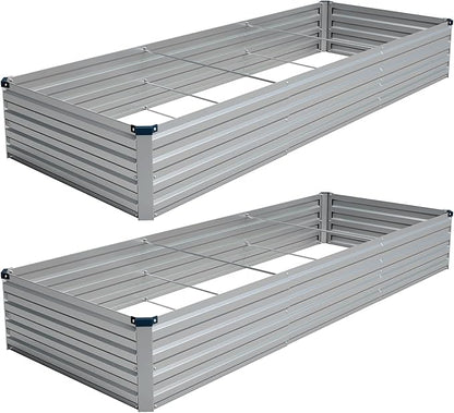 Vengarus 10x3x1FT (2 Pack) Galvanized Raised Garden Bed Kit, Outdoor Metal Planter Box for Vegetables, Rectangular Steel Container, Easy Assembly (Sliver)