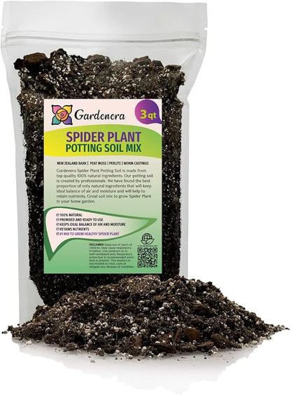GARDENERA Premium Spider Plant Potting Soil Mix - (3 Quart Bag)