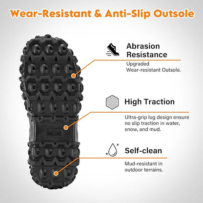 Showave Men's Ankle Rain Boots Waterproof Rubber Garden Boots Durable Slip on Rain Shoes for Outdoor Mud Yard Chore