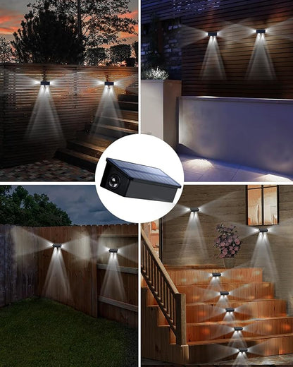 12 Pack 3-Side Solar Fence Lights Outdoor Waterproof with Cool White LED Spot Lens, for Wall, Deck, Patio, Yard, Rail, Garage, Pool, Designed for Enhanced Security, Easy Install