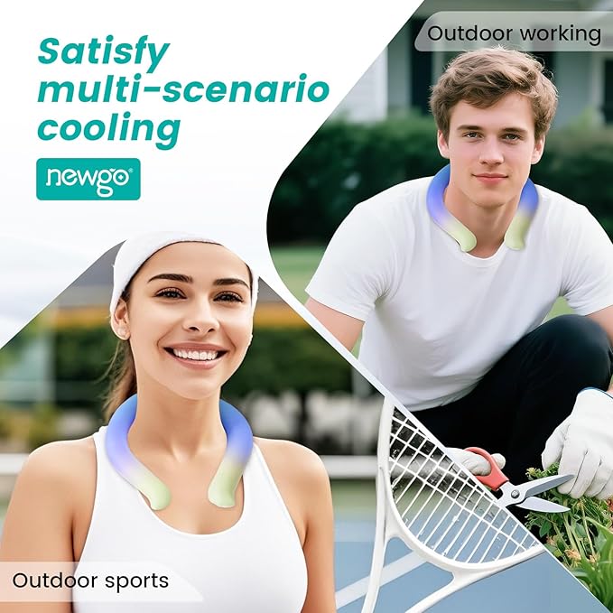 NEWGO Neck Cooling Tube Reusable Ice Cooler Cold Pack for Summer Heat, Ice Neck Ring for Outdoor Workers, Athletes, Sports Enthusiasts, Hot Flash Sufferers, Campers, Blue-Yellow Gradient
