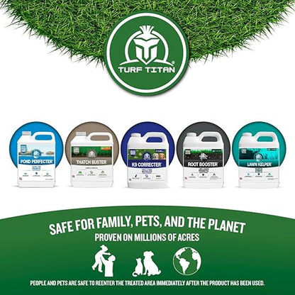 Turf Titan Drought Defender Hose End - Shields Heat and Nutrient Rich Plant Food - Ideal Summer Soil Liquid Fertilizer Promoting Healthy Green, Water-Conserving Turf Grass - Covers up to 8,000 Sq Ft