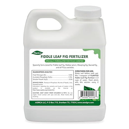 Fiddle Leaf Fig Fertilizer 3-1-2 - Liquid Fertilizer for FLF and Ficus Trees - Quick Results and Fast-Acting Nutrients | Makes up to 192 Cups of Fig Tree Plant Food with Micronutrients