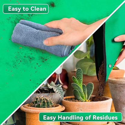 Plant Repotting Mat 26.8" X 26.8",Square Succulent Gardening Mat Waterproof Transplanting Mat Thickened Foldable Soil Change Mat and Potting Soil Mess Control Tidy Tray Repotting Mat