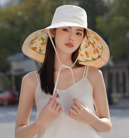Wide Brim Women Sun Hat Summer Beach Bucket Fishing Hats Metal Wired Edge Packable UV Protection for Hiking Garden Travel