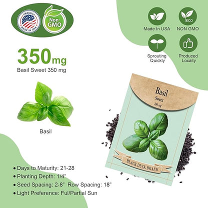 12-Pod Basil Herb Seed Pod Kit for AeroGarden, iDoo, Ahopegarden Hydroponic Growing System, 350mg Seeds