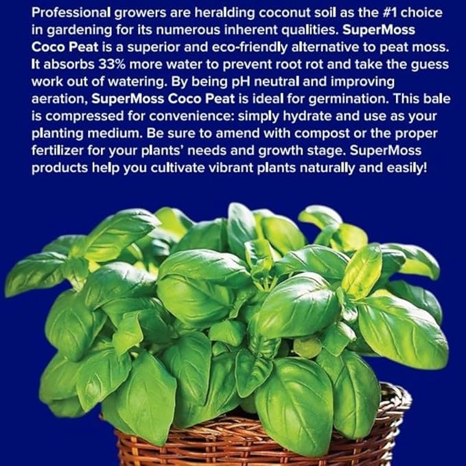 Super Moss (23277) Coco Peat Soil, Mini Bale (0.6 ft3)