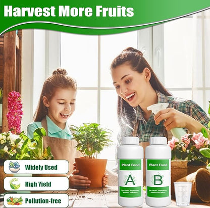 1000ml Hydroponic Plant Food Nutrients，Indoor Herb Hydroponics Growing System General Plant Food A and B Fit for Vegetables Fruits Flowers