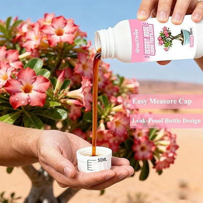 Desert Rose Liquid Fertilizer – Natural Probiotic Plant Food for Adenium, 300ml Bottle with Measuring Cap, Organic Nutrient Boost for Greener Leaves, Strong Roots & Vibrant Blooms