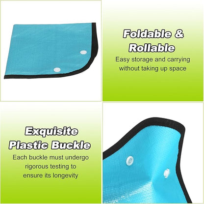 HARFINGTON Repotting Mat 13" x 13" PE Cloth Waterproof Plant Repotting Mat Foldable Portable Gardening Potting Tray with Plastic Buckle for Indoor Plant Change Soil Watering, Blue