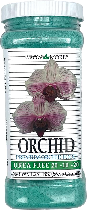 Grow More Premium Urea Free 20-10-20 Orchid Food Fertilizer - 1.25lbs of Water Soluble Orchid Fertilizer for Longer, Healthier, and More Beautiful Blooms Year Round