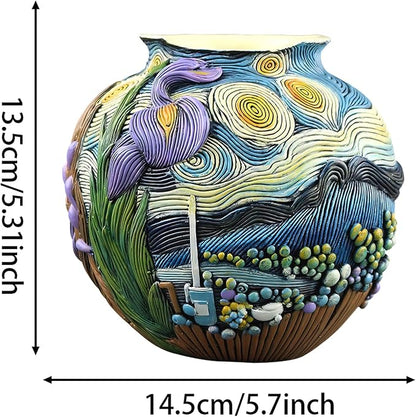 Starry Night Flower Pot Acolorful Art Resin Vase Unique Indoor and Outdoor Potted Plant Container for Home Balcony Decoration (1PCS)