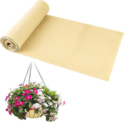 12x120 Inch Fabric Planter Liner Roll Non Woven Plant Felt Liner Roll Beige Coco Liners Roll Alternative Coconut Basket Liner Roll Replacement Easy to Cut for Planter Hanging Flower Basket Window Box