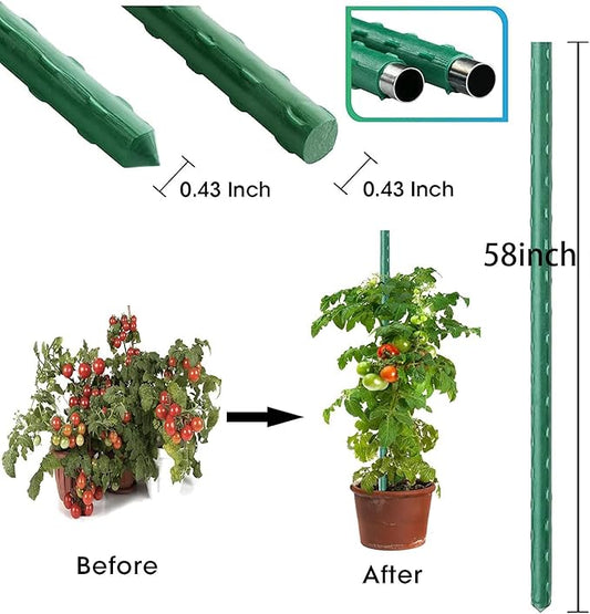 58 Inch Garden Stakes Sturdy Plant Sticks Support Tomato Stakes for Vegetable