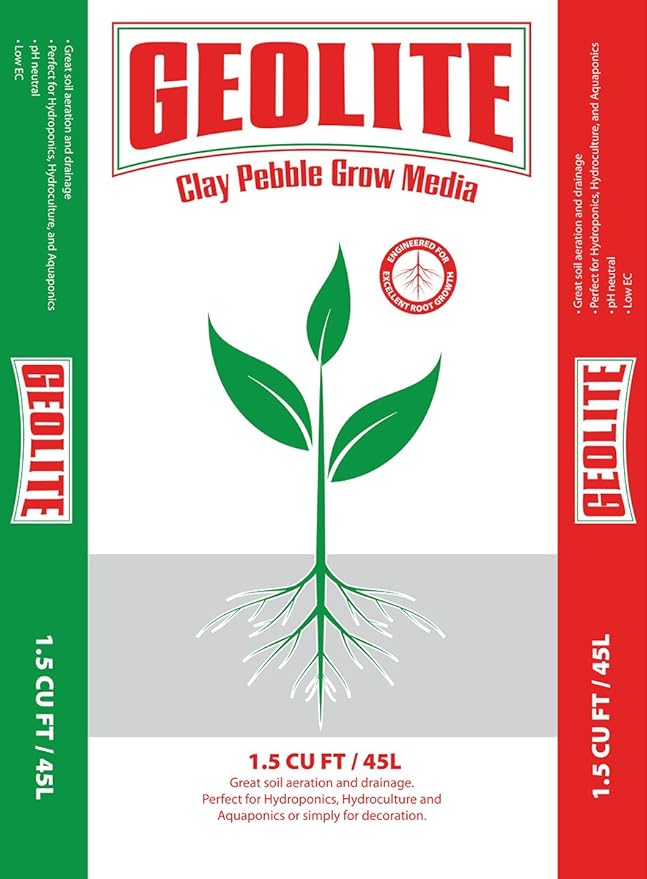 GMGC45L Clay Pebble Grow Media – 100% Natural Expanded Clay Pebbles for Hydroponics, Aquaponics & Indoor Plants – pH Neutral, Great Drainage & Aeration, 1.5 Cu. Ft. Bag