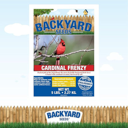 CountryMax Backyard Seeds Cardinal Frenzy Bird Seed Mix 5lbs - Premium Black Oil Sunflower & Safflower, Small Bag of Wild Bird Food