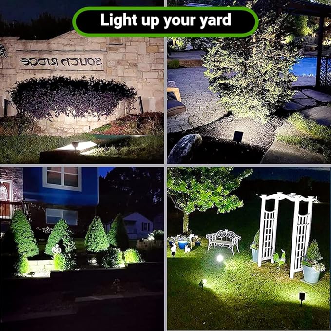 Claoner 32 LED Outdoor Solar Spot Lights, IP65 Waterproof Solar Landscape Spotlights, 3 Modes Outdoor Solar Lights, Solar Powered Spot Lights Outdoor for Yard Garden Patio - Cold White/4 Pack