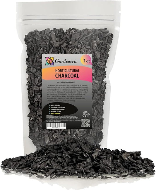 Gardenera - 1 Quart - Premium Horticultural Charcoal for Indoor Plants | Black Diamond Soil Amendment for Orchids, Terrariums, and Gardening