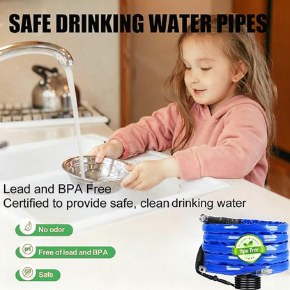 50FT Heated Rv Water Hose Camper Water Drinking Water Safe Garden Hose -45 ℉ With Electrically Heated, Lead And Bpa Free, 3/4" Adapter, Led Plug, For Rv Camper/Home Winter Accessoriesose
